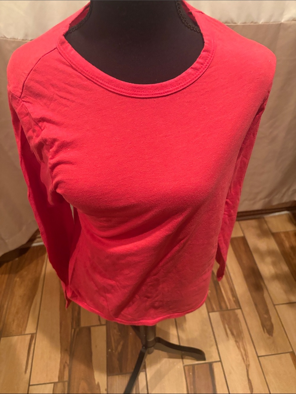 Women's Long-Sleeve Crewneck Tee in Red long sleeve T-Shirt.